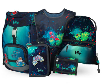 AIRY Chill Rucksack-Set 5tlg: Rucksack, Federmäppchen, Turnbeutel, Schürze, Geldbeutel