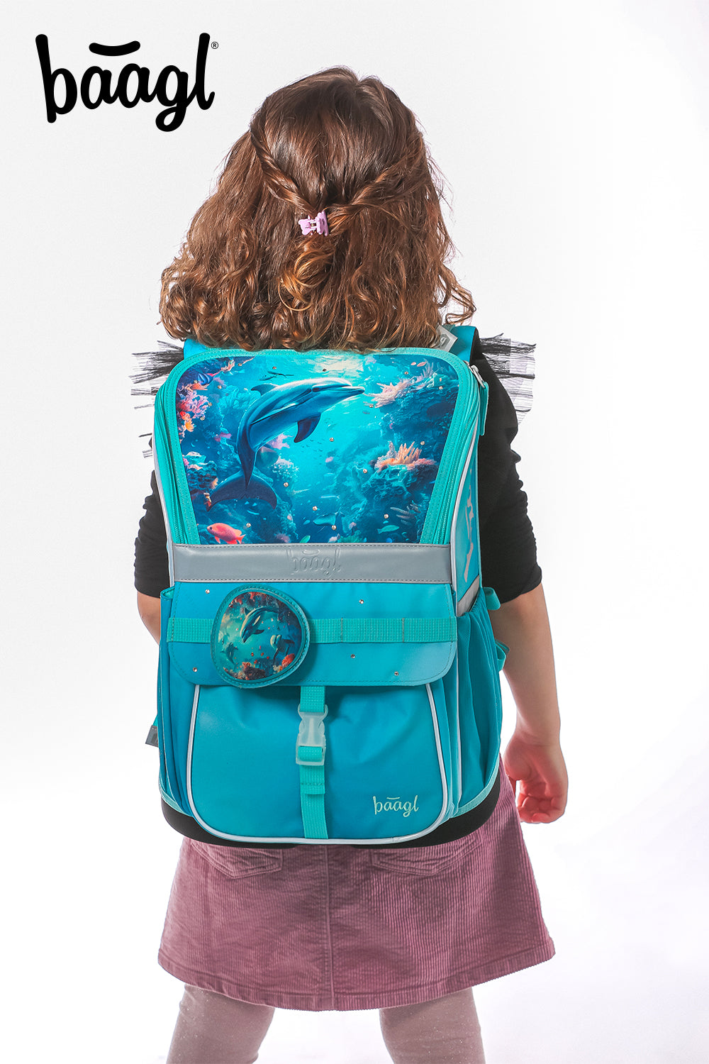 Zippy Delphin Schulranzen-Set 5tlg: Schulranzen, Federmäppchen, Turnbeutel, Schürze, Geldbeutel