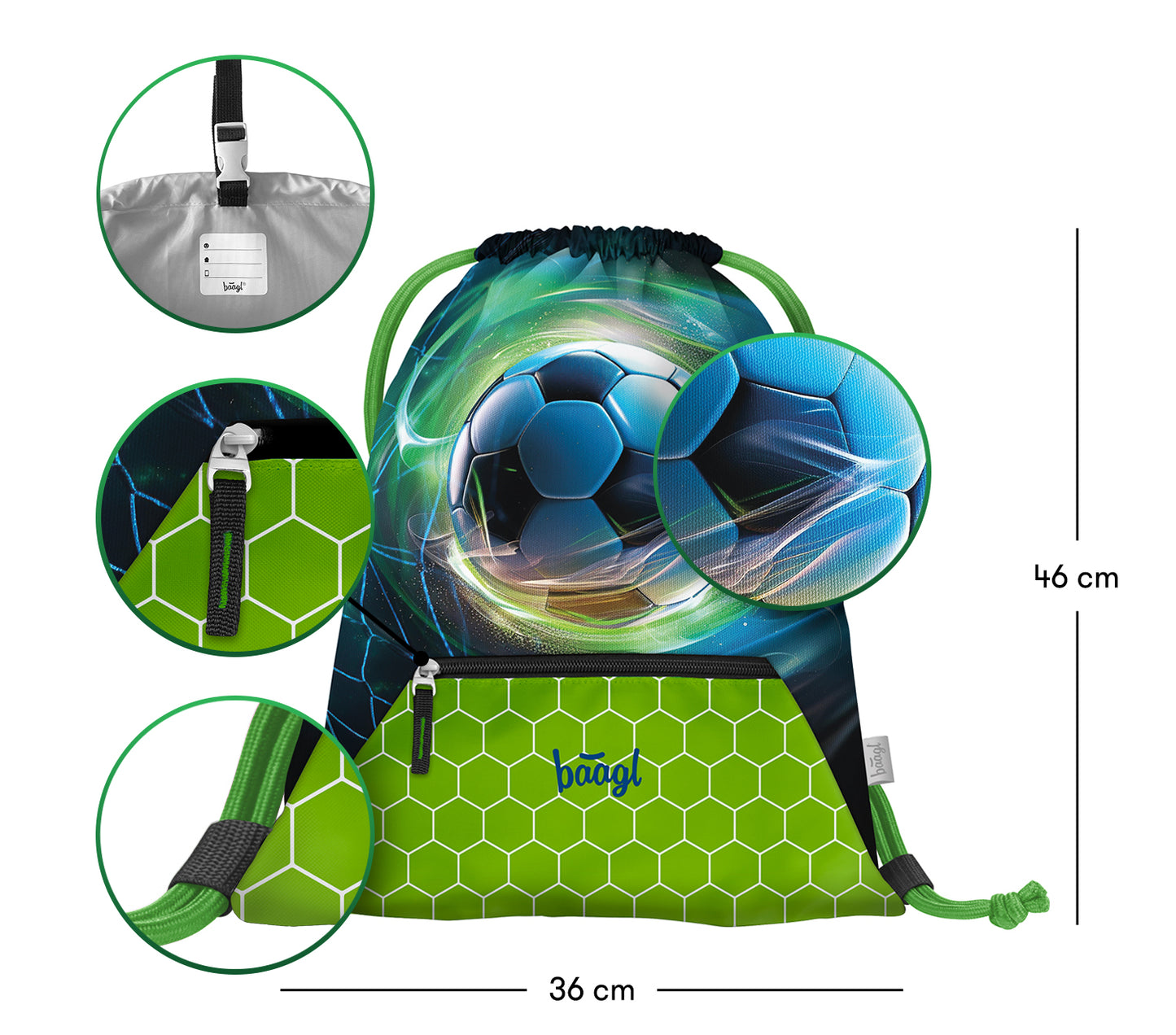 Airy Fussball Ball Rucksack-Set 5tlg: Rucksack, Federmäppchen, Turnbeutel, Heftmappe, Brotdose