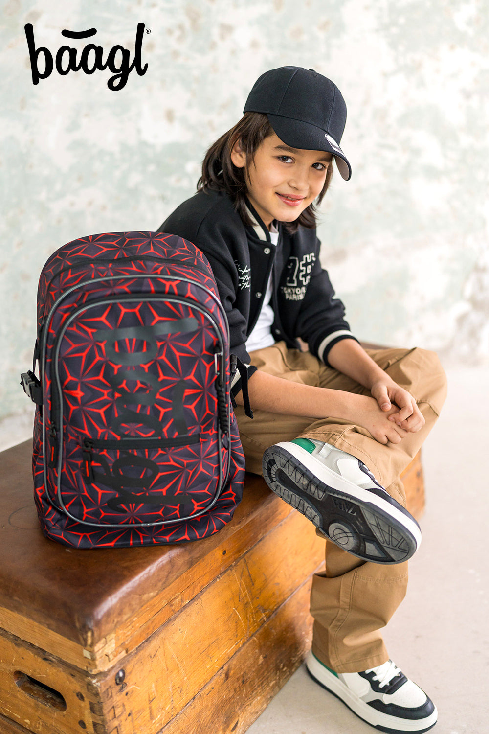 Core Red Polygon Rucksack-Set 5tlg: Rucksack, Federmäppchen, Turnbeutel, Schlampermäppchen, Heftmappe
