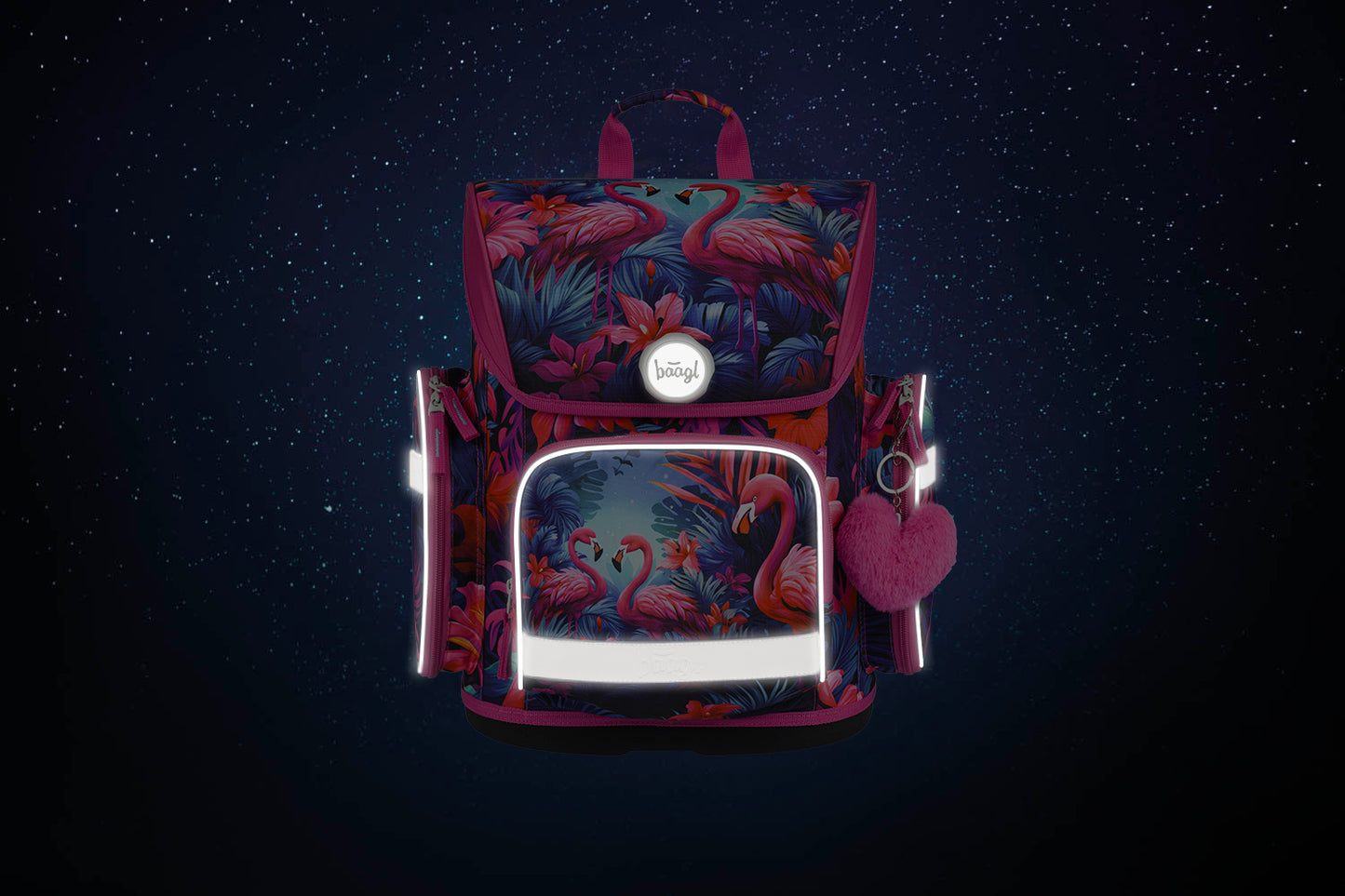 Ergo Flamingos Schulranzen-Set 5tlg: Schulranzen, Federmäppchen, Turnbeutel, Heftmappe, Brotdose