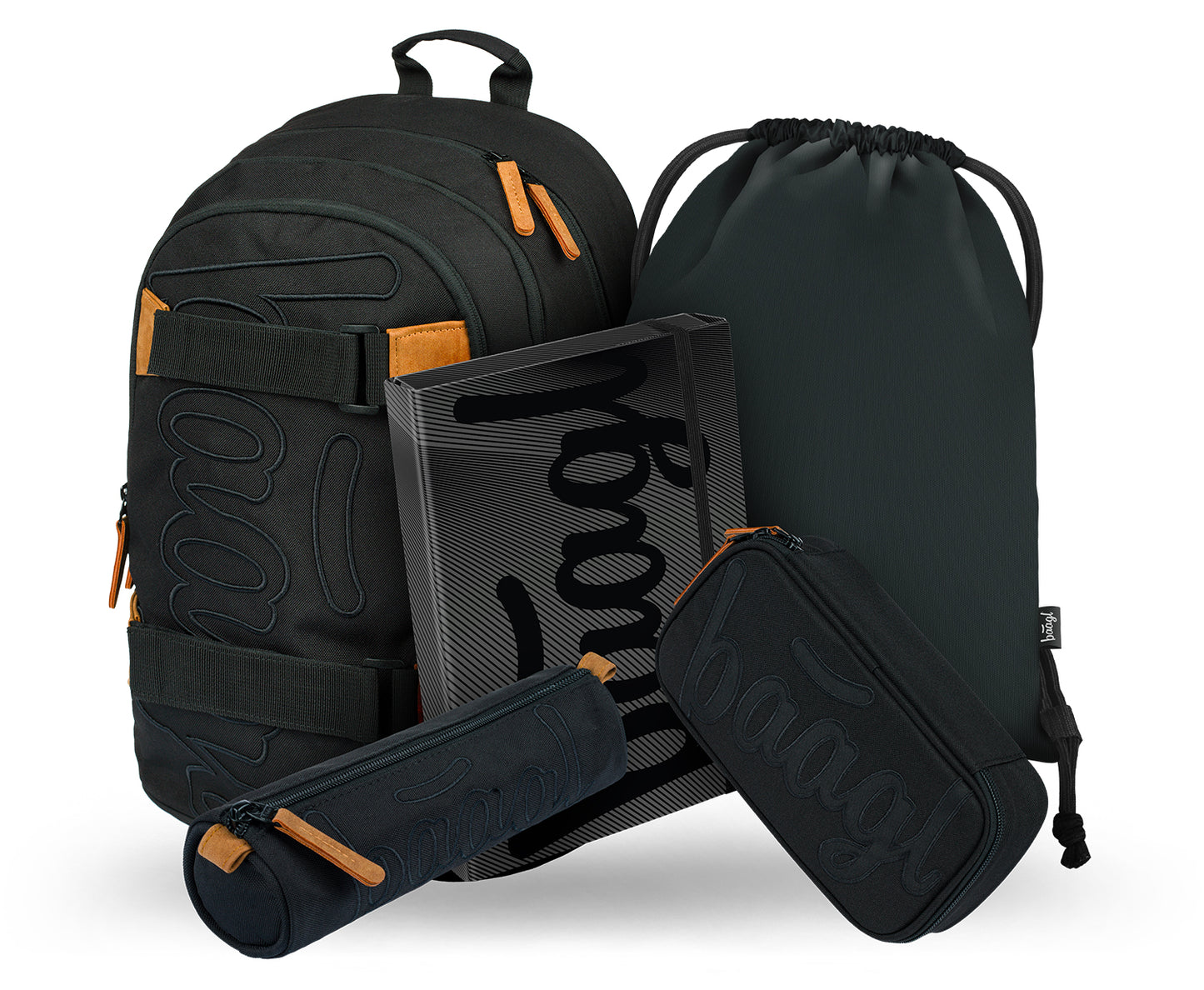 Skate Darkness Rucksack-Set 5tlg: Rucksack, Federmäppchen, Turnbeutel, Schlampermäppchen, Heftmappe