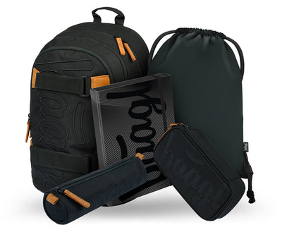 Skate Darkness Rucksack-Set 5tlg: Rucksack, Federmäppchen, Turnbeutel, Schlampermäppchen, Heftmappe