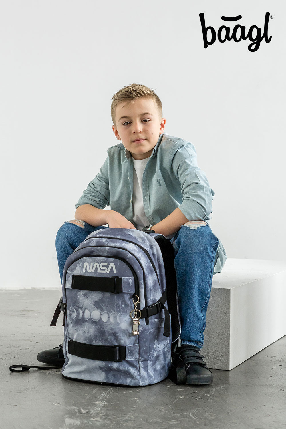Skate NASA Grey Rucksack-Set 5tlg: Rucksack, Federmäppchen, Turnbeutel, Schlampermäppchen, Heftmappe
