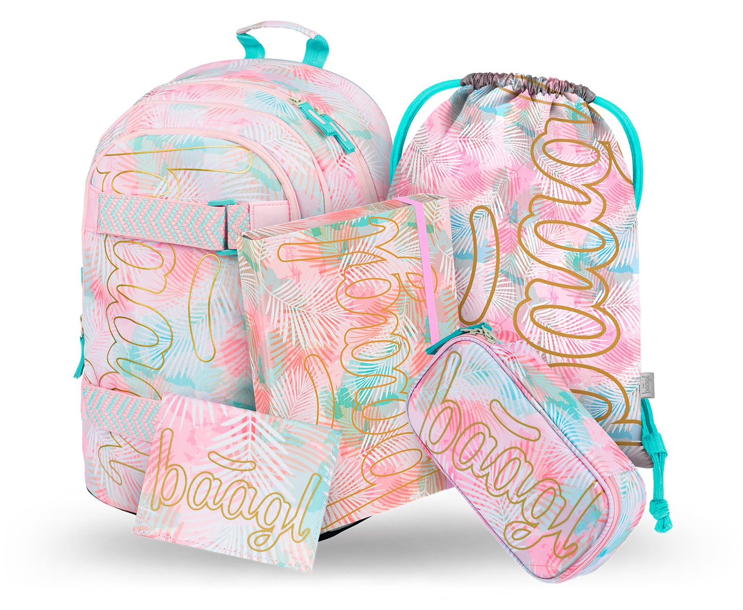 Skate Sunset Rucksack-Set 5tlg: Rucksack, Federmäppchen, Turnbeutel, Geldbörse, Heftmappe