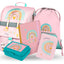Zippy Regenbogen Rosa Schulranzen-Set 5tlg: Schulranzen, Federmäppchen, Turnbeutel, Heftmappe, Brotdose