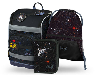 Zippy plus Pixel Space Schulranzen-Set 3tlg: Schulranzen, Federmäppchen, Sportbeutel