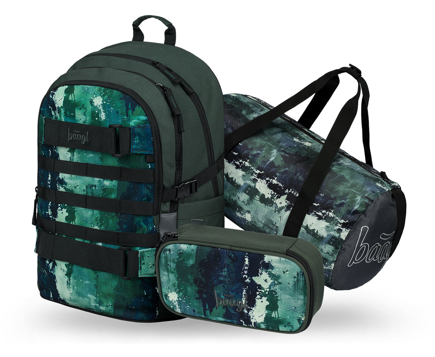 Skate Forest Rucksack-Set 3tlg: Rucksack, Federmäppchen, Sporttasche