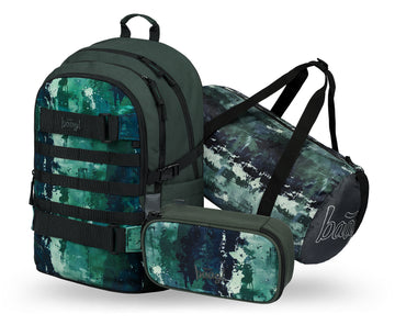 Skate Forest Rucksack-Set 3tlg: Rucksack, Federmäppchen, Sporttasche
