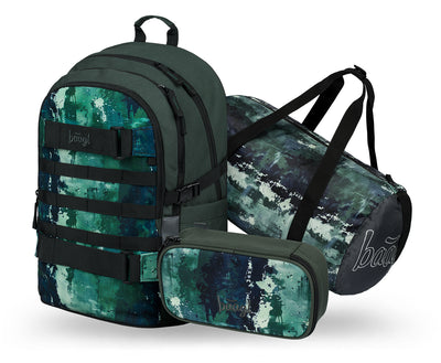 Skate Forest Rucksack-Set 3tlg: Rucksack, Federmäppchen, Sporttasche