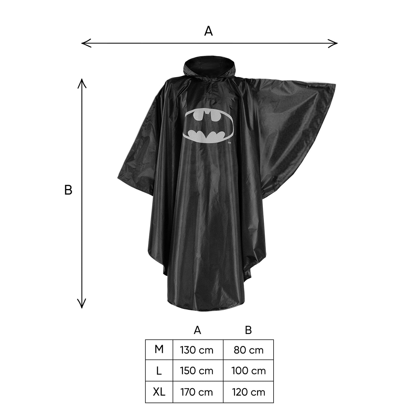 Outdoor-Regenponcho Batman Logo Gr. M (130 -150 cm)