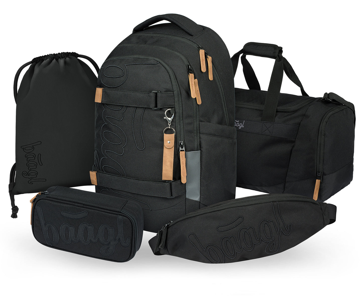 Skate max Darkness Rucksack-Set 5tlg: Rucksack, Federmappe, Etui, Sporttasche, Bauchtasche