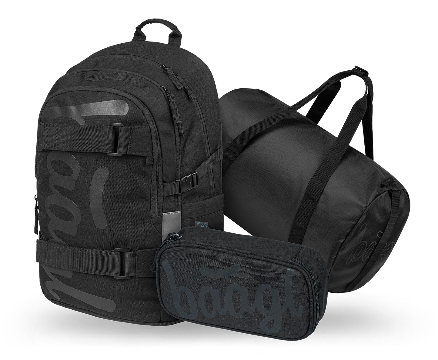 Skate Uni schwarz Rucksack-Set 3tlg: Rucksack, Federmäppchen, Sporttasche