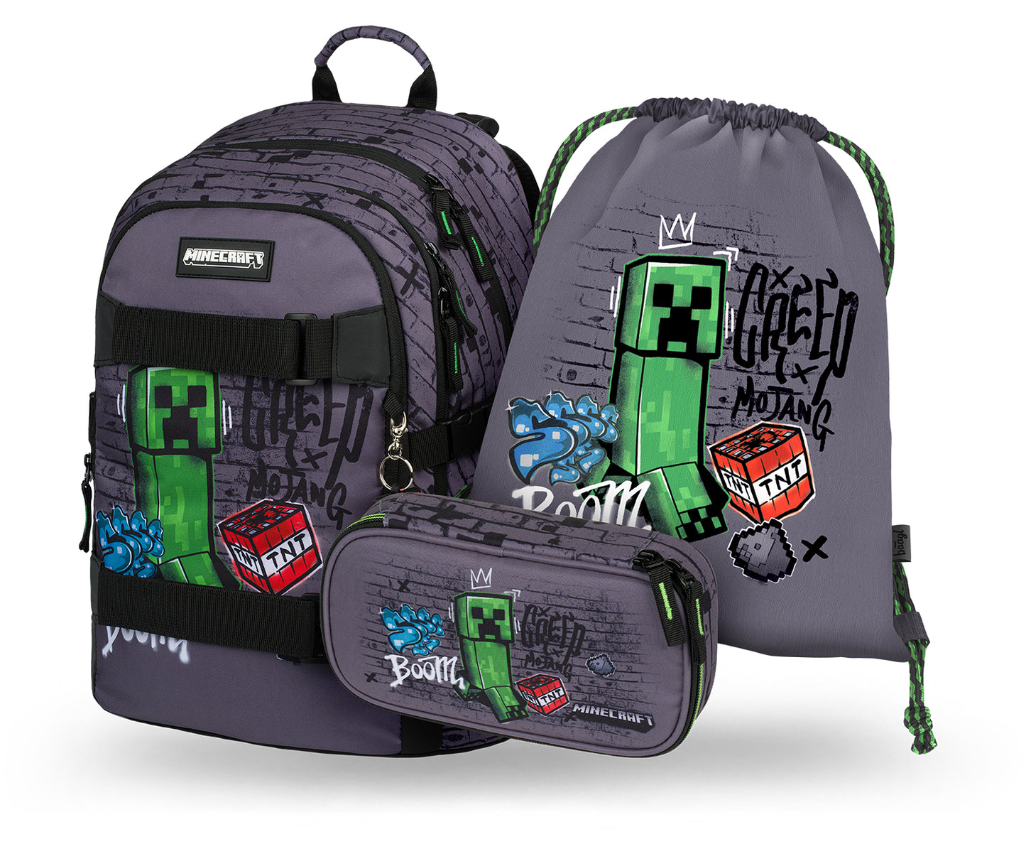 Skate Minecraft Rucksack-Set 3tlg: Rucksack, Etui, Turnbeutel
