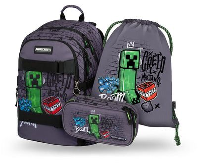 Skate Minecraft Rucksack-Set 3tlg: Rucksack, Etui, Turnbeutel