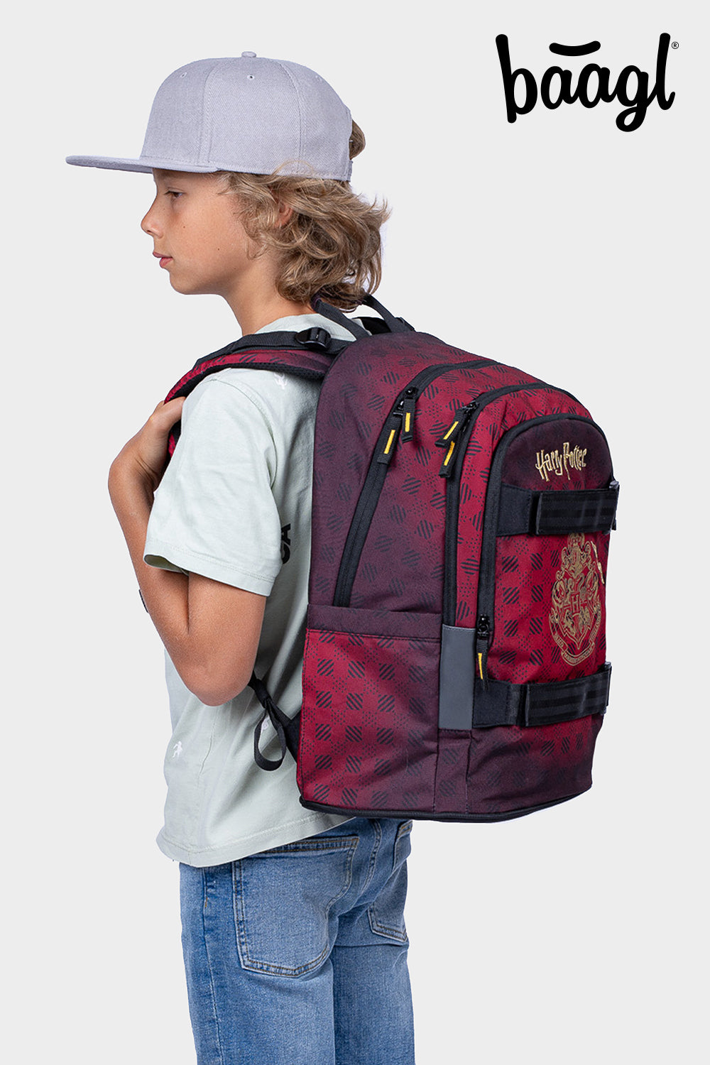 BAAGL Schulrucksack Skate Harry Potter Hogwarts Weinrot