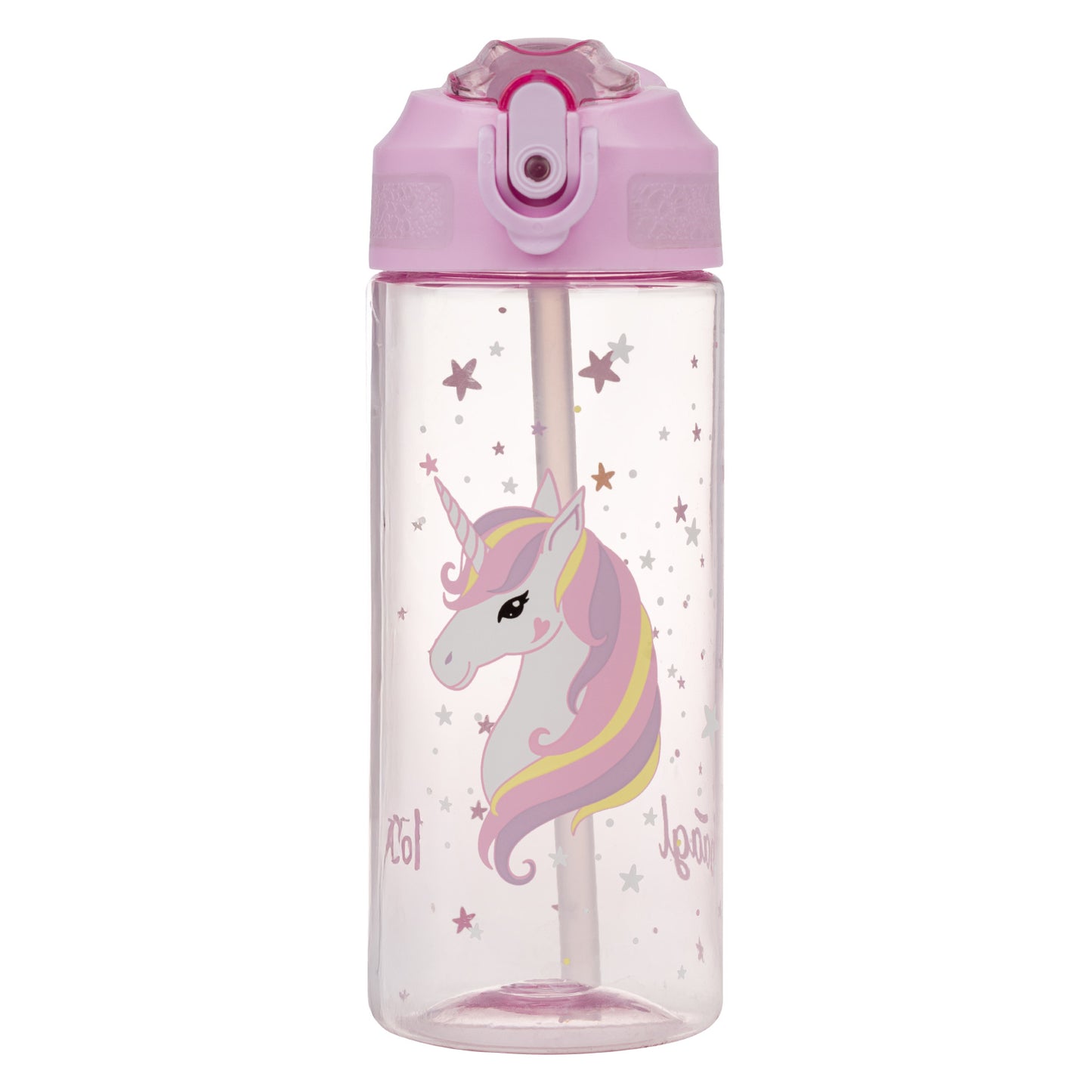 Tritan Trinkflasche mit Strohhalm Regenbogen Einhorn, 500 ml