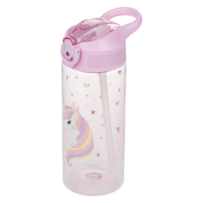 BAAGL Tritan Trinkflasche mit Strohhalm Regenbogen Einhorn, 500 ml