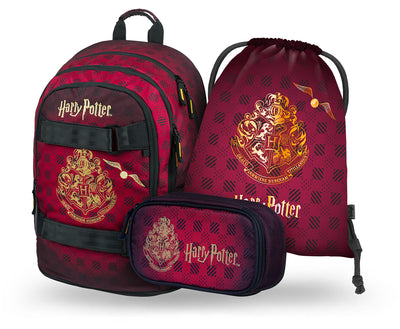 Skate Harry Potter Hogwarts Weinrot Rucksack-Set 3tlg: Rucksack, Federmäppchen, Turnbeutel