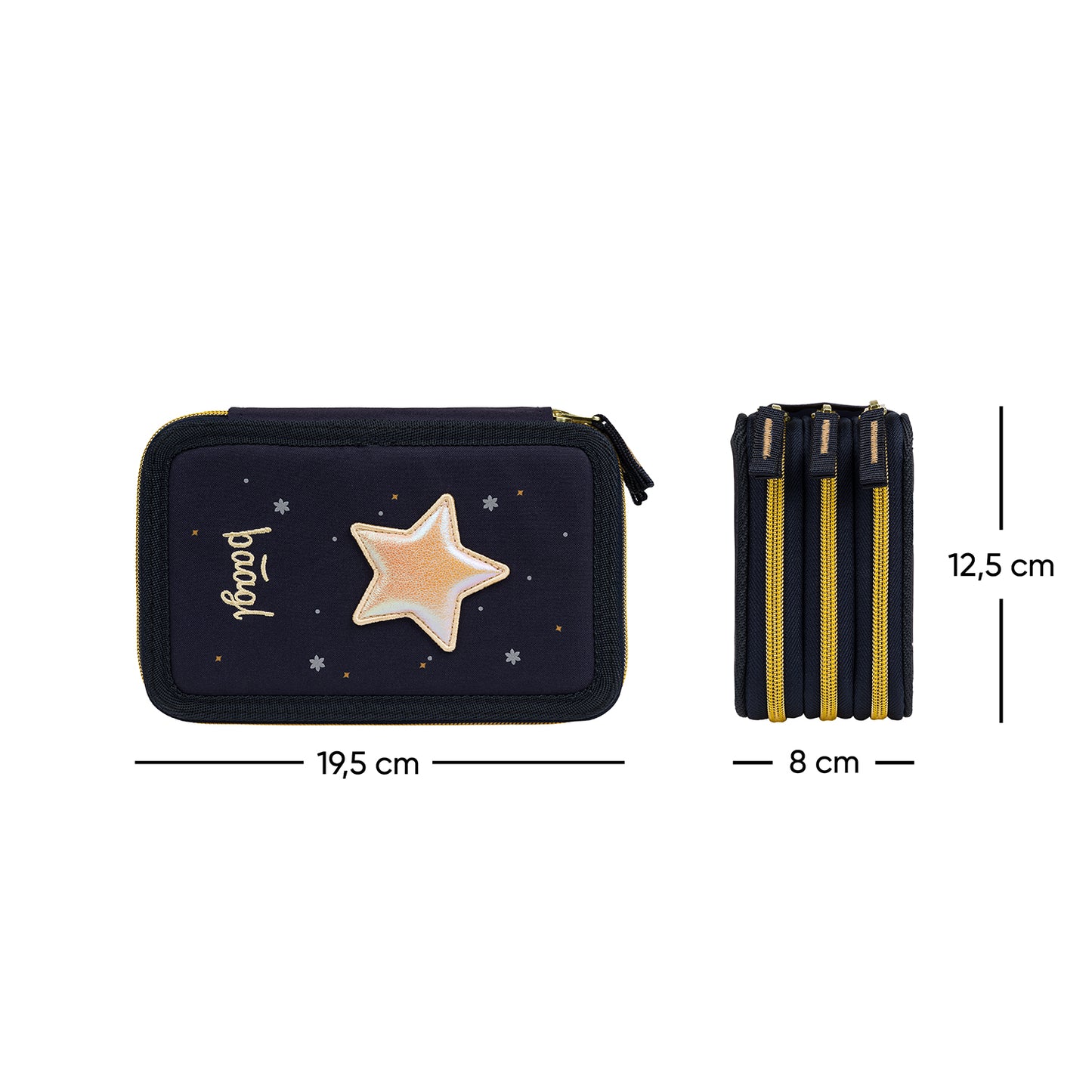 Federmäppchen 3-Fach Unicorn Gold