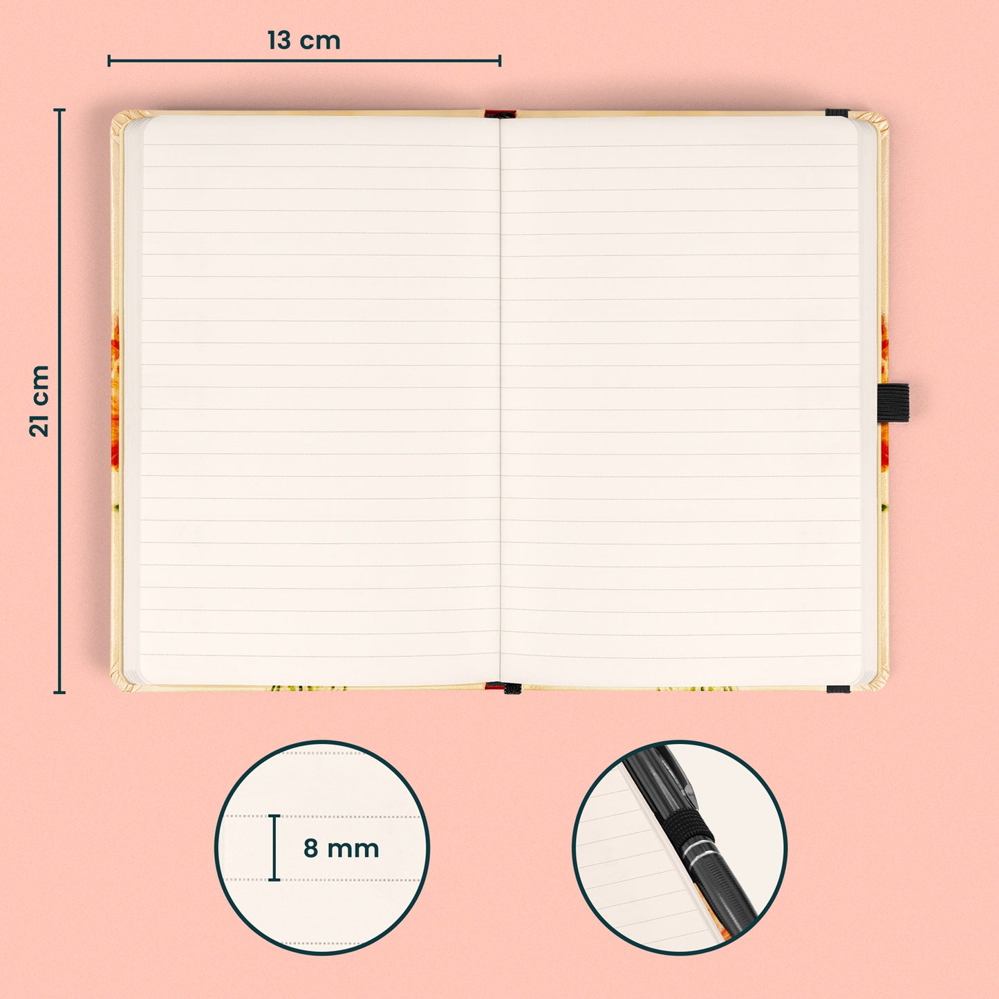 Notizbuch Mohnblumen von Kateřina Winterová, liniert, 13 x 21 cm