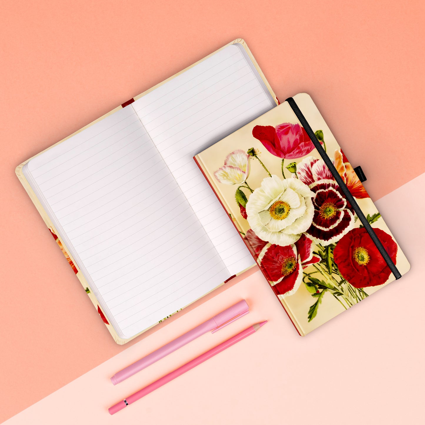 Notizbuch Mohnblumen von Kateřina Winterová, liniert, 13 x 21 cm