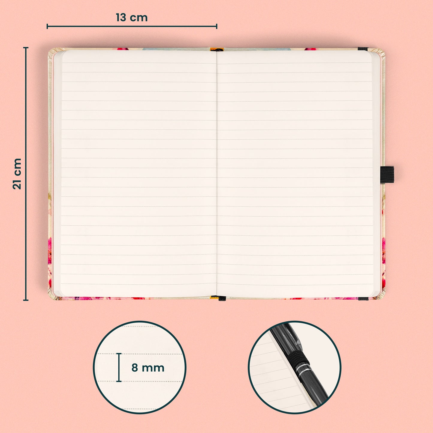 Notizbuch Vögel – Sakura von Kateřina Winterová, liniert, 13 x 21 cm