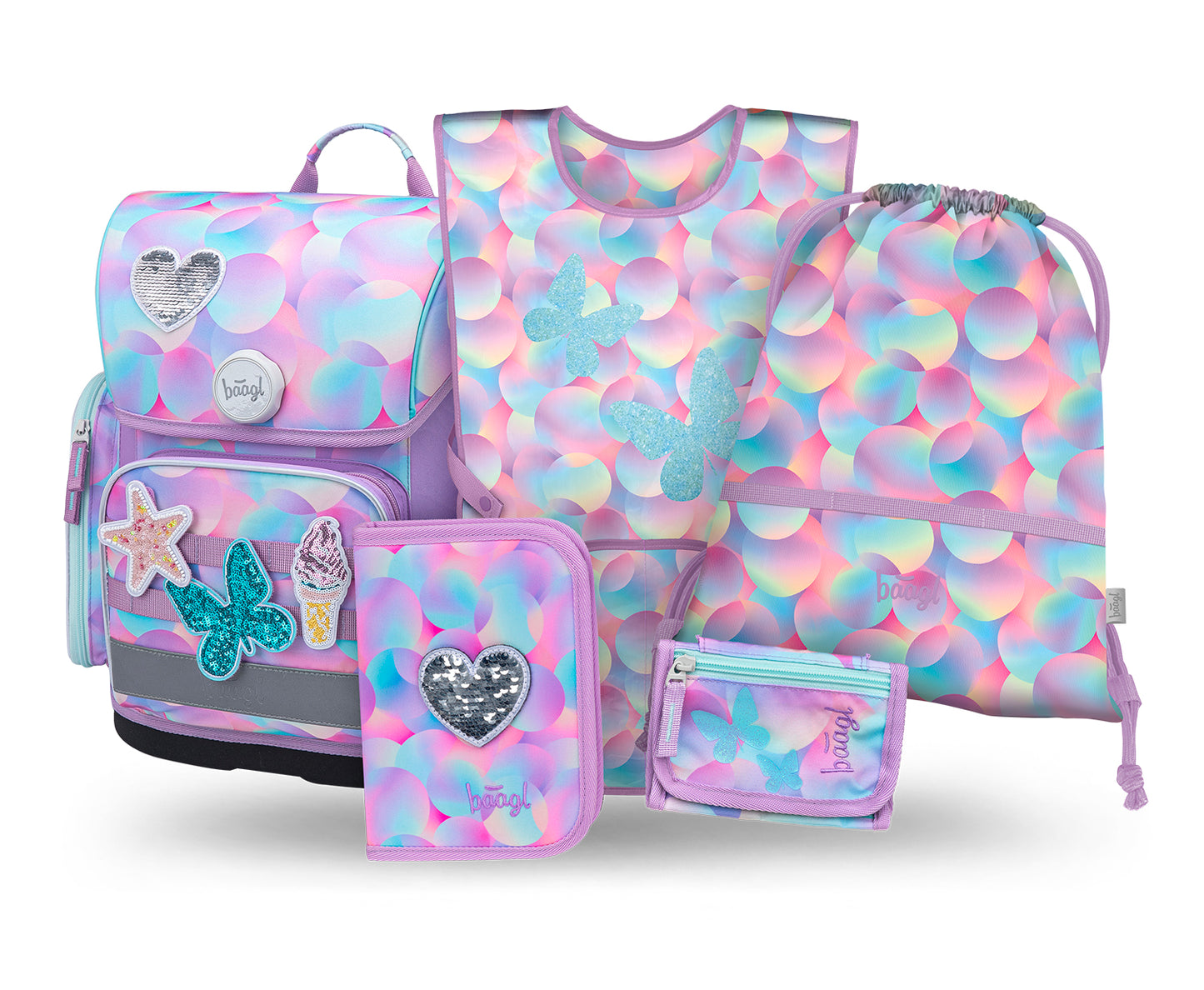Ergo Candy Schulranzen-Set 5tlg.: Schulranzen, Federmäppchen, Turnbeutel, Schürze, Brustbeutel