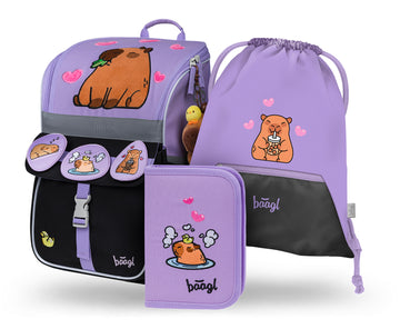 Zippy Capybara Schulranzen-Set 3tlg.: Schulranzen, Federmäppchen, Turnbeutel
