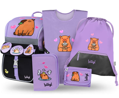 Zippy Capybara Schulranzen-Set 5tlg.: Schulranzen, Federmäppchen, Turnbeutel, Schürze, Brustbeutel