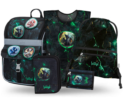 Zippy Drachen Schulranzen-Set 5tlg.: Schulranzen, Federmäppchen, Turnbeutel, Schürze, Brustbeutel