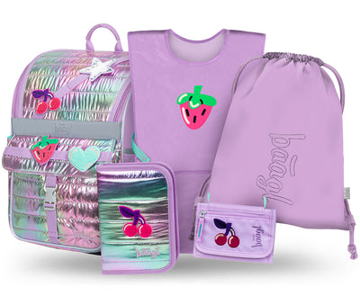 Zippy Lavender Schulranzen-Set 5tlg.: Schulranzen, Federmäppchen, Turnbeutel, Schürze, Brustbeutel