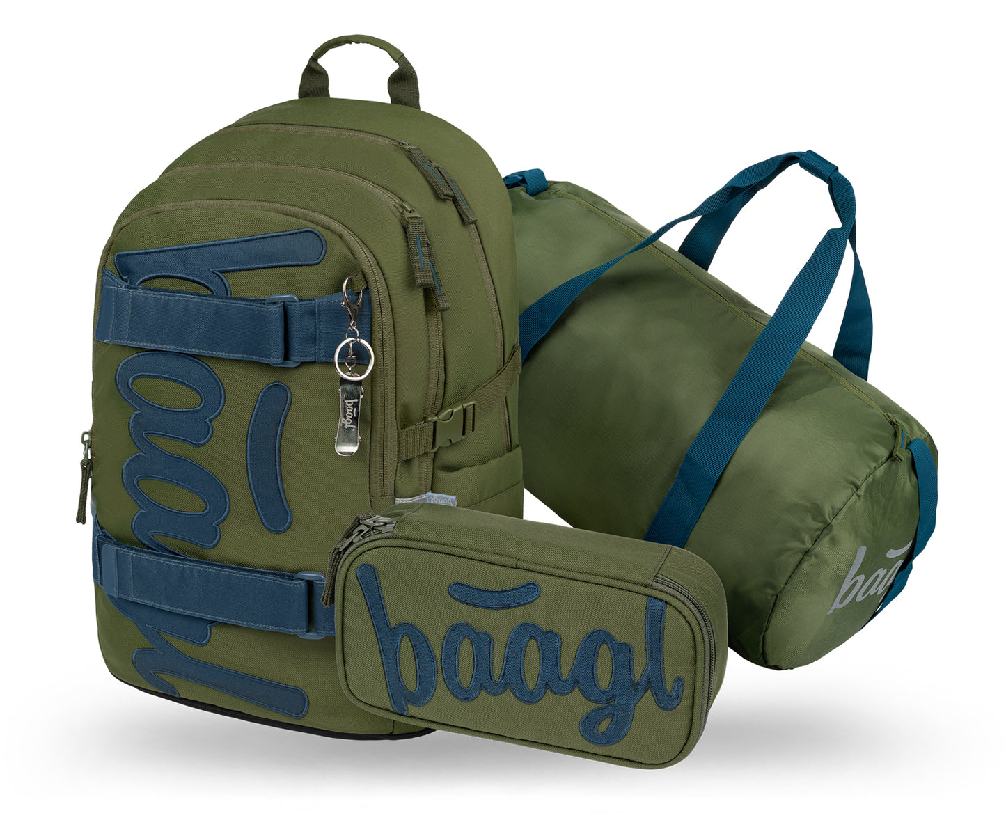 Skate Olive Schulrucksack-Set 3tlg.: Schulrucksack, Federmäppchen, Sporttasche