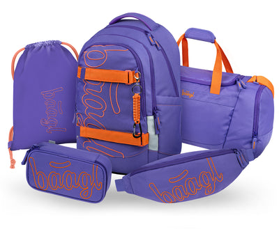 Skate Max Orange Schulrucksack-Set 5tlg.: Schulrucksack, Federmäppchen, Turnbeutel, Sporttasche, Bauchtasche