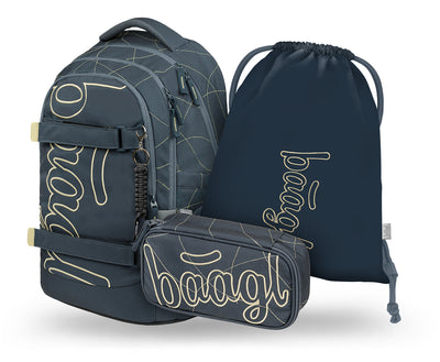 Skate Max Wave Schulrucksack-Set 3tlg.: Schulrucksack, Federmäppchen, Turnbeutel