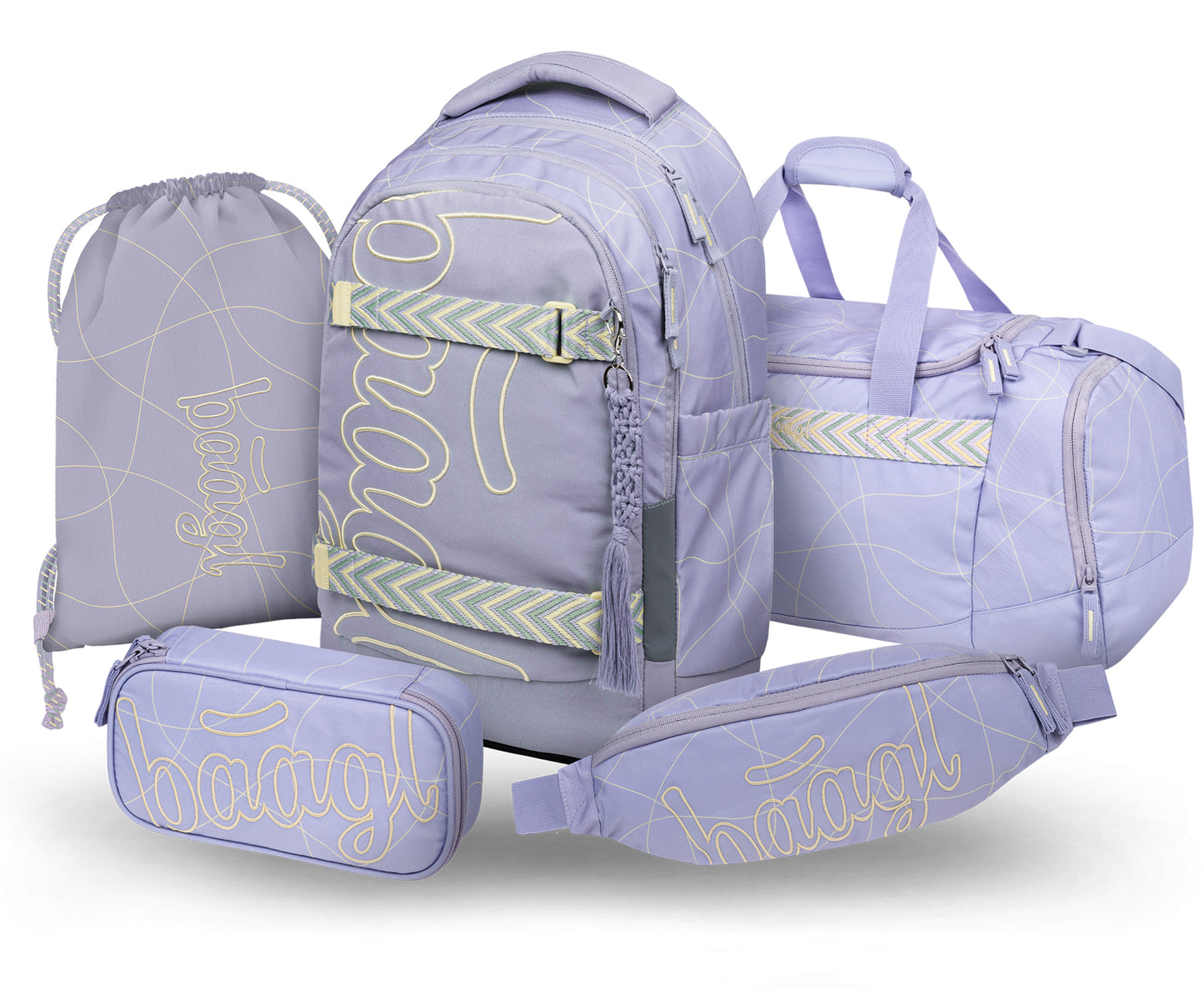 Skate Max Mishmash Schulrucksack-Set 5tlg.: Schulrucksack, Federmäppchen, Turnbeutel, Sporttasche, Bauchtasche