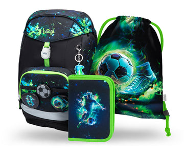 Airy Plus Fußball Schulrucksack-Set 3tlg.: Schulrucksack, Federmäppchen, Turnbeutel