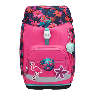 Airy Plus Flamingos Schulrucksack-Set 5tlg.: Schulrucksack, Federmäppchen, Turnbeutel, Schürze, Brustbeutel