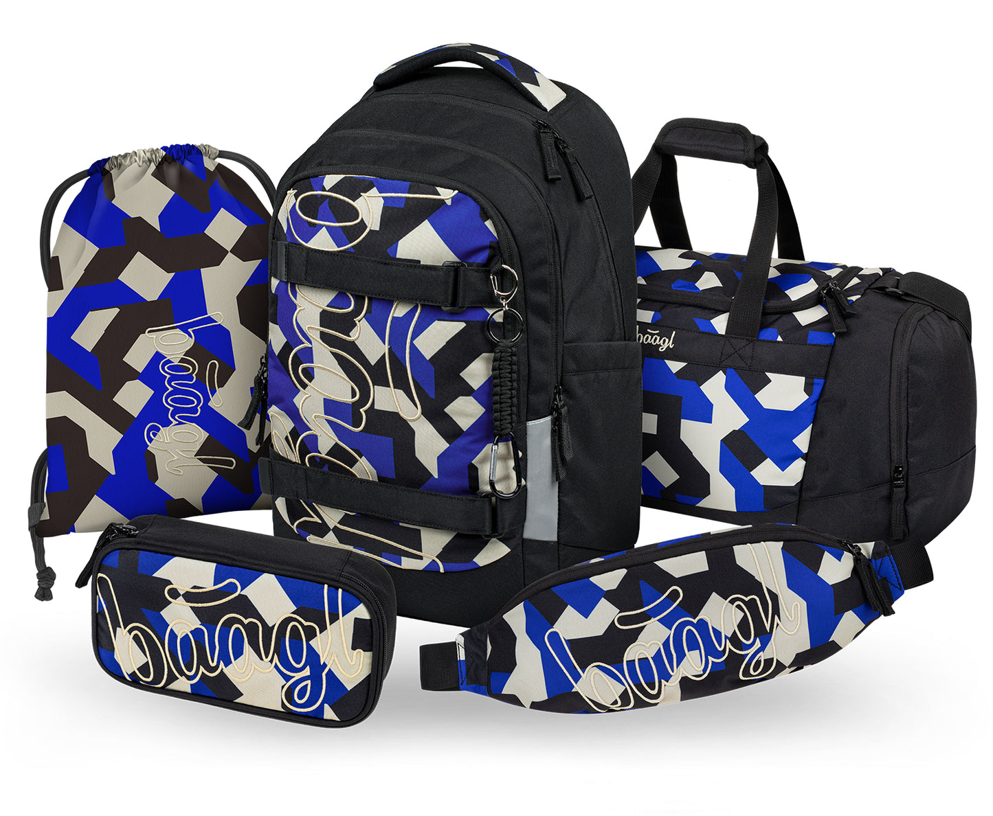 Skate Max Variety Schulrucksack-Set 5tlg.: Schulrucksack, Federmäppchen, Turnbeutel, Sporttasche, Bauchtasche