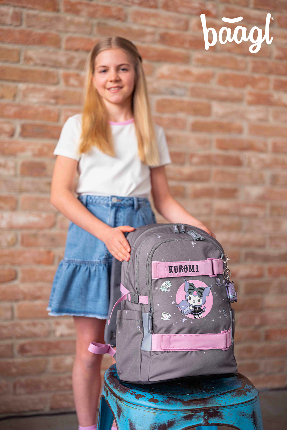 Schulrucksack Skate Kuromi Grey