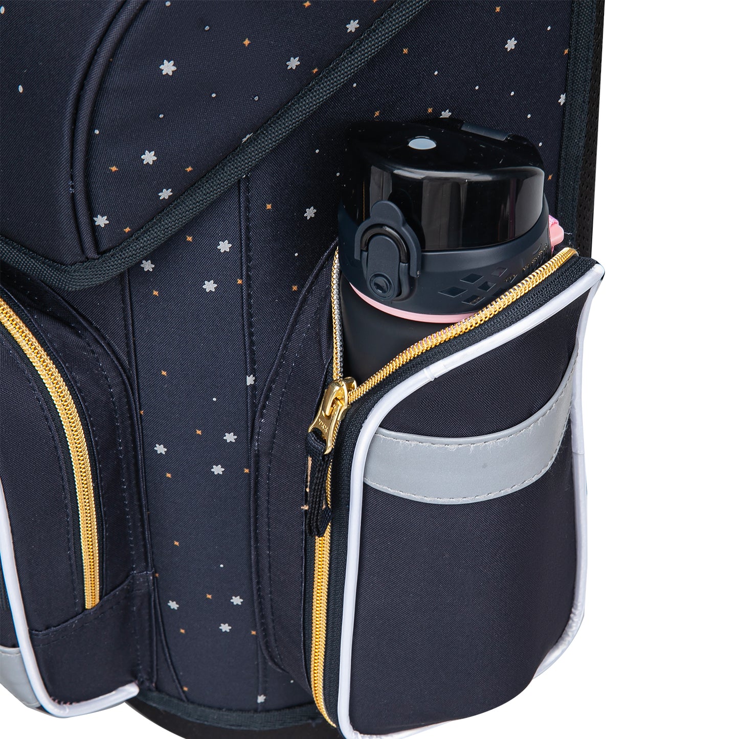 Ergo Unicorn Gold Schulranzen-Set 5tlg.: Schulranzen, Federmäppchen, Turnbeutel, Schürze, Brustbeutel