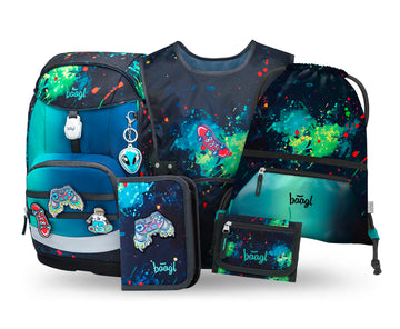 Airy Plus Chill Schulrucksack-Set 5tlg.: Schulrucksack, Federmäppchen, Turnbeutel, Schürze, Brustbeutel