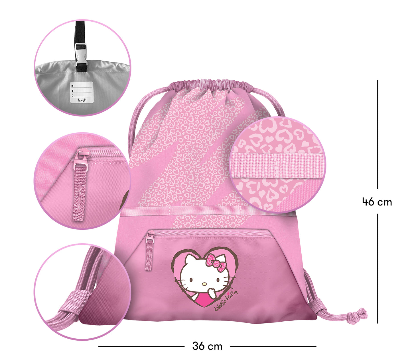 Turnbeutel mit Tasche Hello Kitty Sweet Leopard