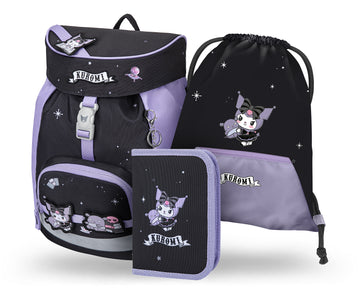 Airy Kuromi Fortune Dream Schulrucksack-Set 3tlg: Schulrucksack, Federmäppchen, Turnbeutel