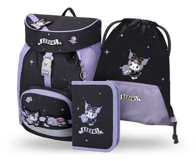 Airy Kuromi Fortune Dream Schulrucksack-Set 3tlg: Schulrucksack, Federmäppchen, Turnbeutel