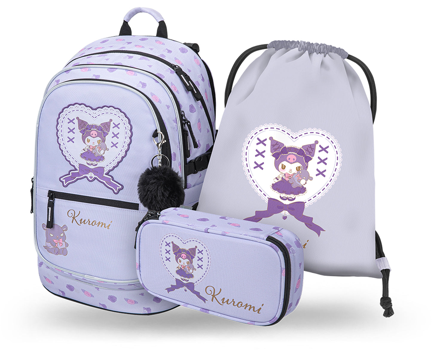 Core Kuromi Sweet One Schulrucksack-Set 3tlg: Schulrucksack, Federmäppchen, Turnbeutel
