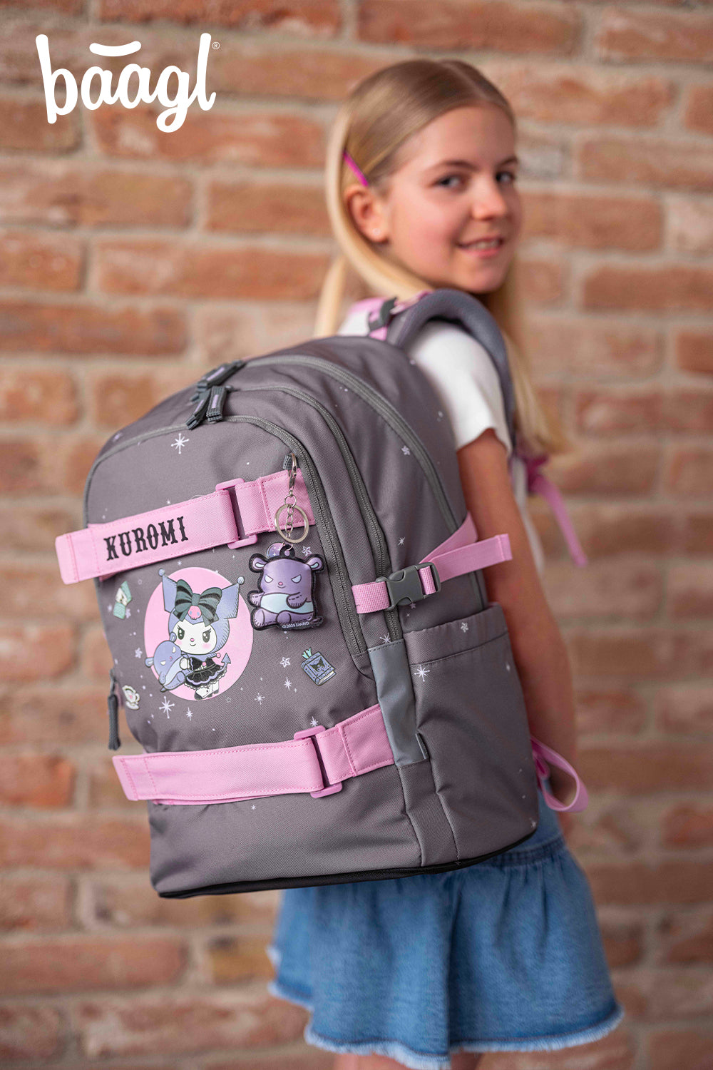 Skate Kuromi Grey Schulrucksack-Set 3tlg.: Schulrucksack, Federmäppchen, Sporttasche