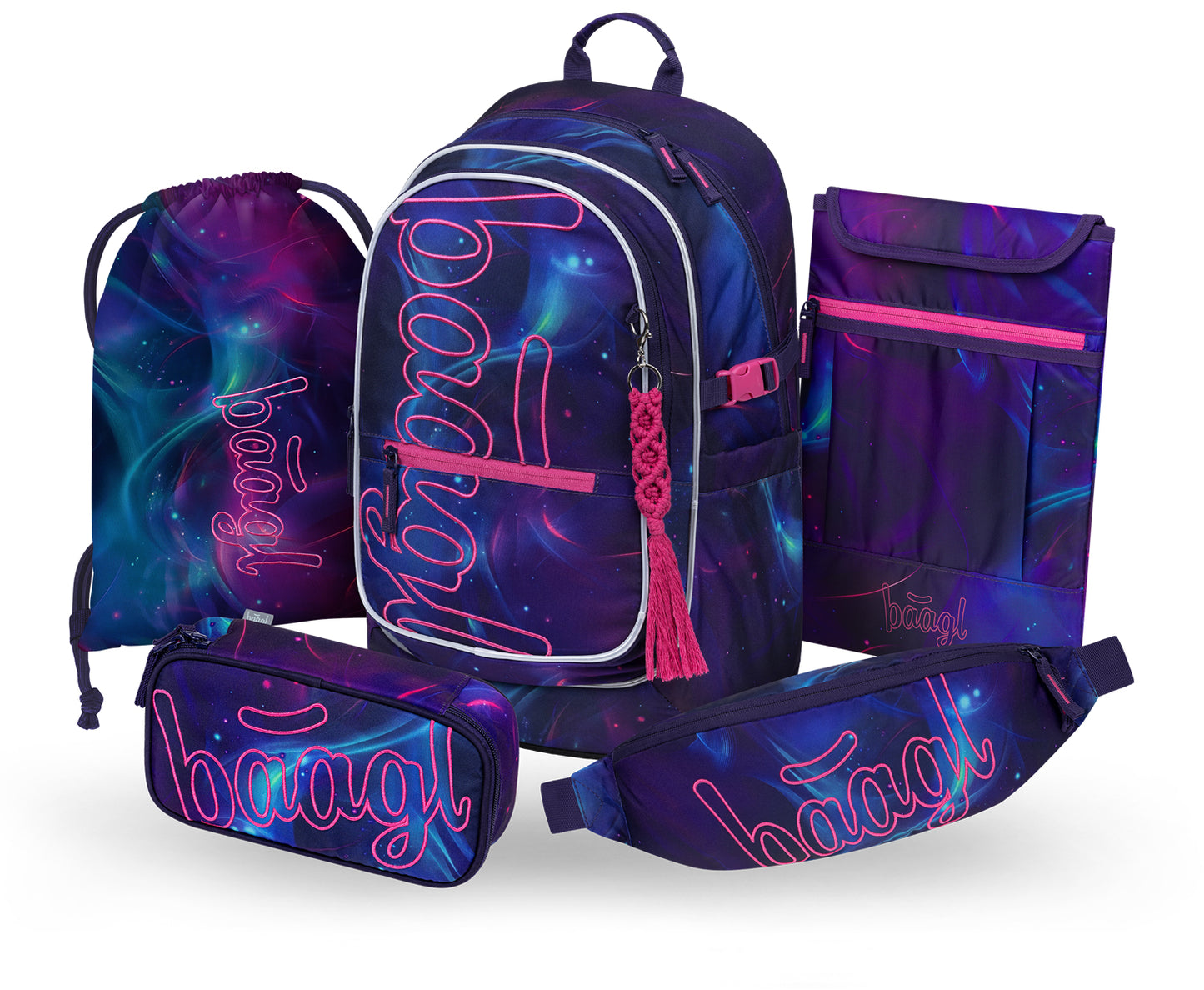 Core Nova Schulrucksack-Set 5tlg.: Schulrucksack, Federmäppchen, Turnbeutel, Bauchtasche, Laptophülle