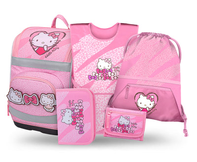 Zippy Plus Hello Kitty Sweet Leopard Schulranzen-Set 5tlg.: Schulranzen, Federmäppchen, Turnbeutel, Schürze, Brustbeutel
