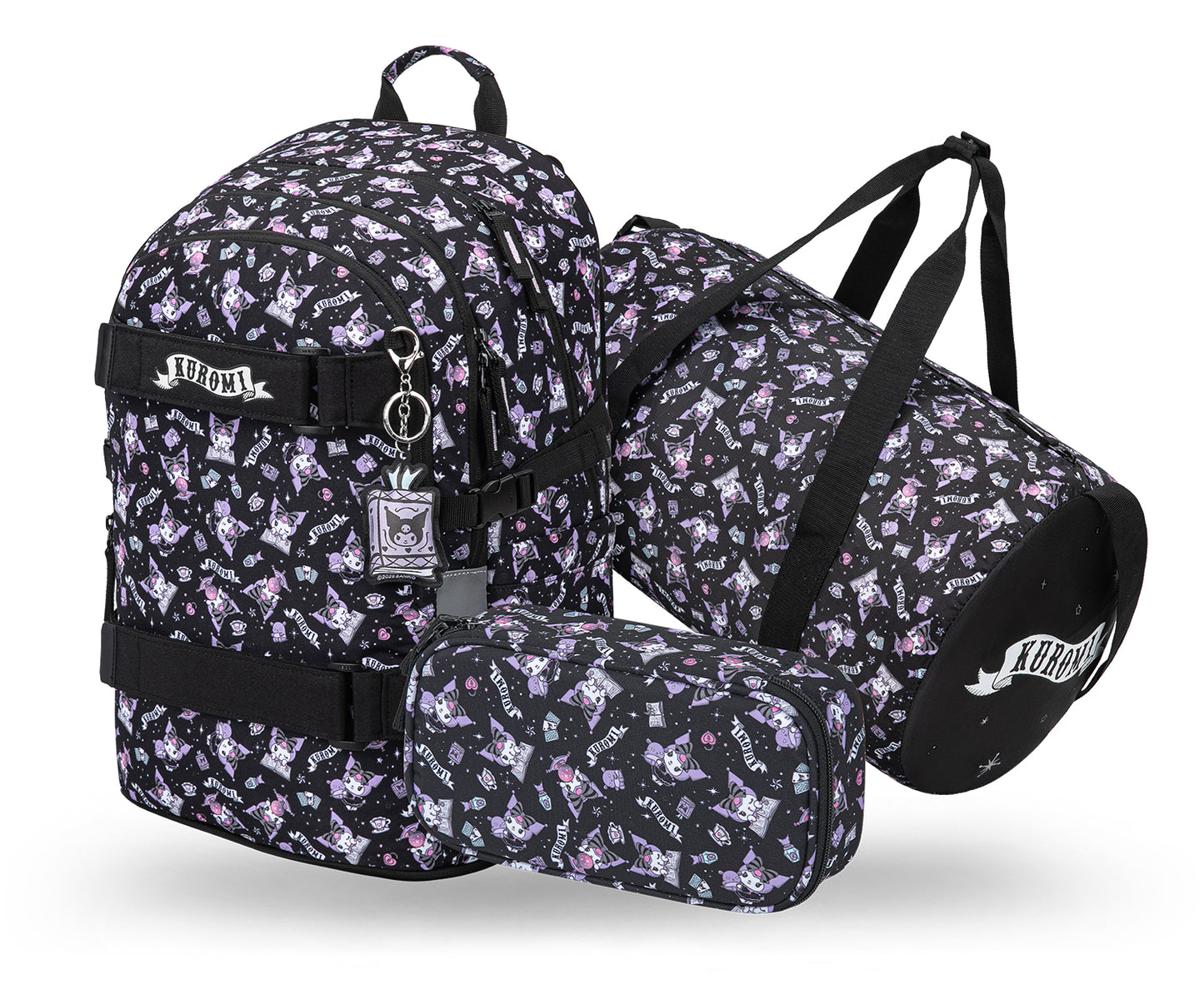 Skate Kuromi Black Schulrucksack-Set 3tlg: Schulrucksack, Federmäppchen, Turnbeutel
